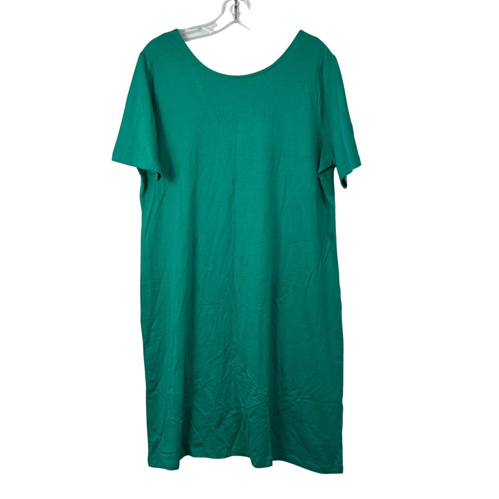 Lands End Green Short Sleeve Scoop Neck T-Shirt Dress Womens XL 18 Shift‎